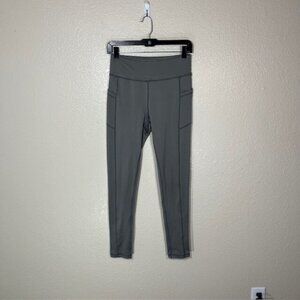 Wolven Leggings Womens Medium Compression Side Pockets Gym Workout Gray